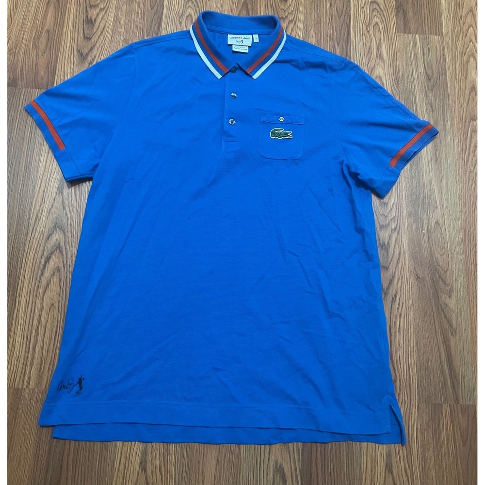 Lacoste Polo Mens Large Andy Roddick Pocket Performance Blue Tennis